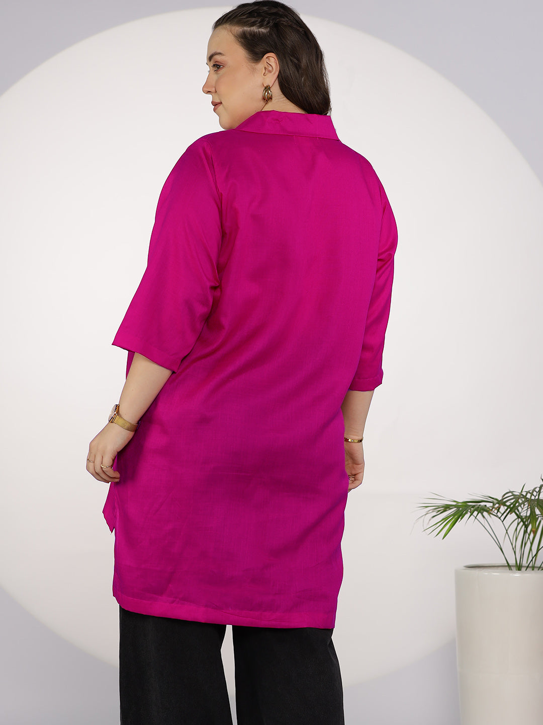 Magenta CottonSlub ShirtTop