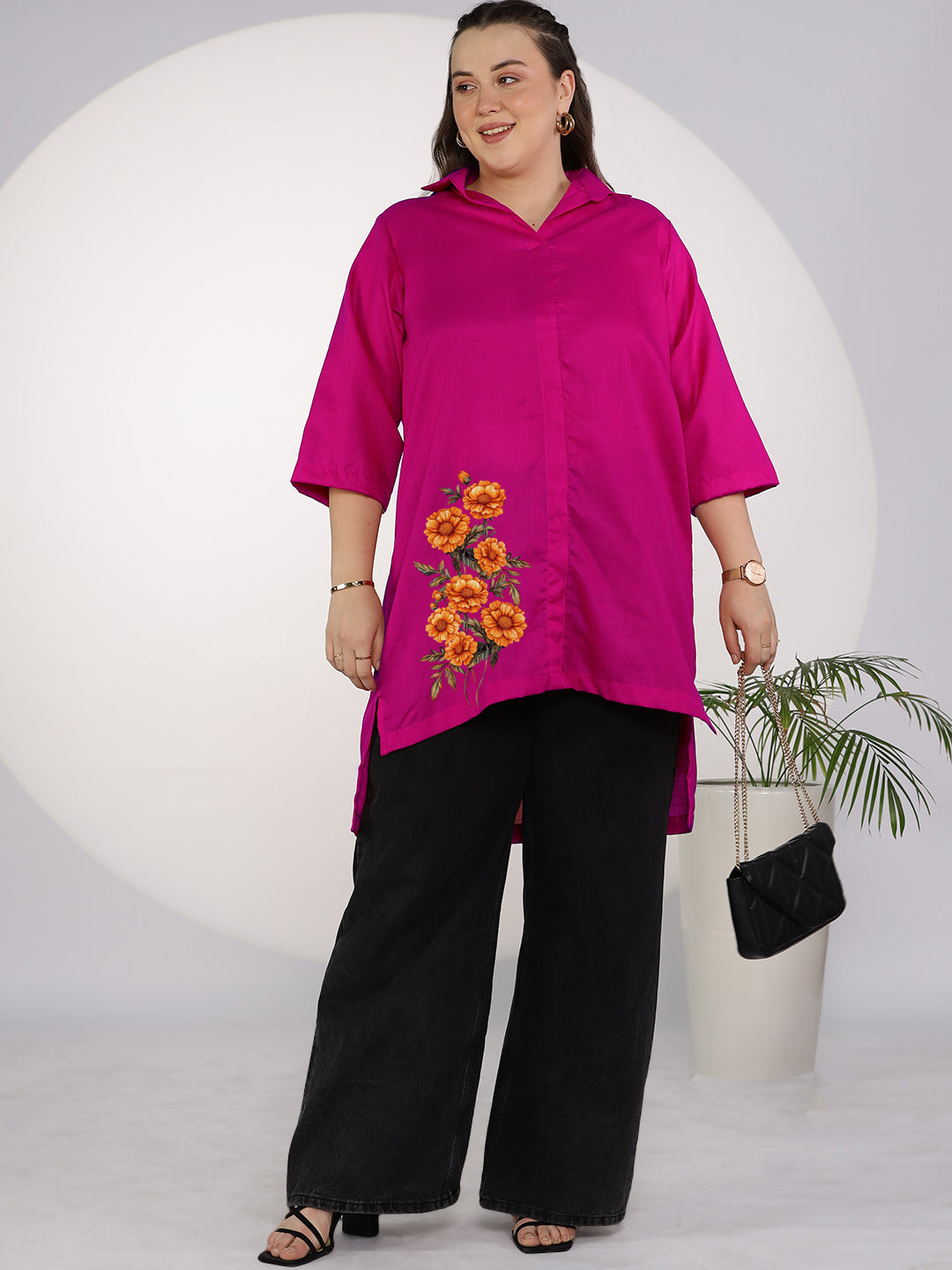 Magenta CottonSlub ShirtTop - MarigoldMajesty