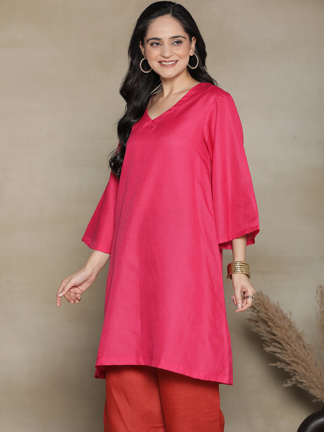 Magenta CottonSlub ShortKurti