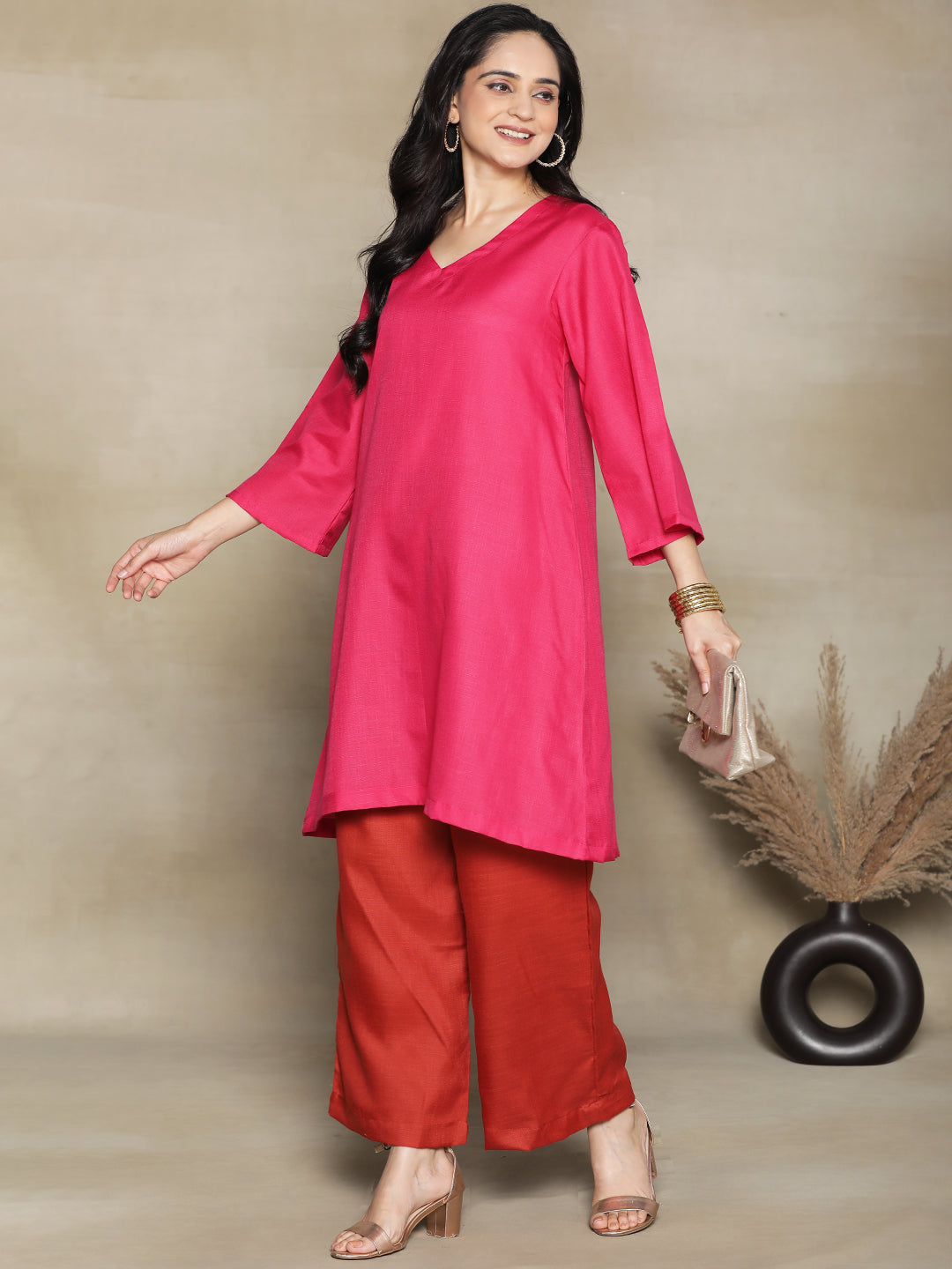 Magenta CottonSlub ShortKurti