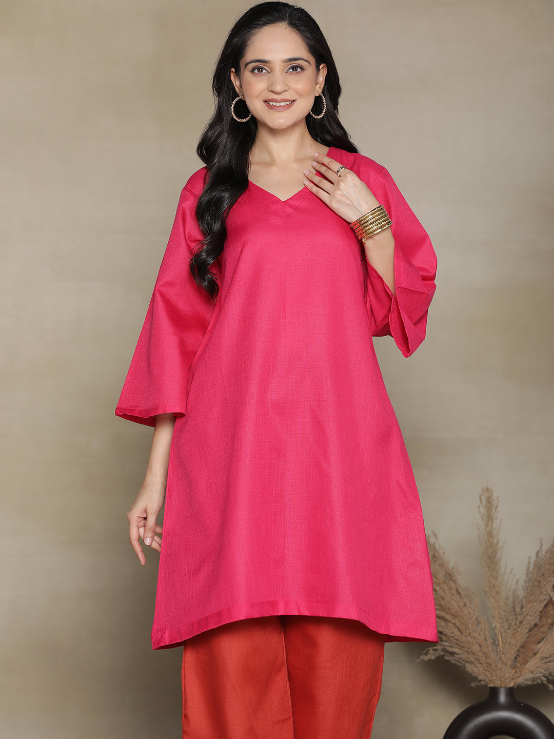 Magenta CottonSlub ShortKurti