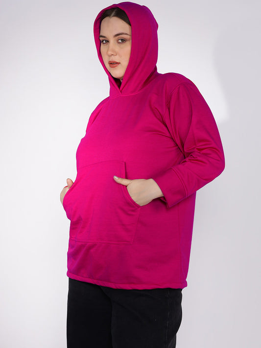 Magenta Fleece Hoodie - Solid