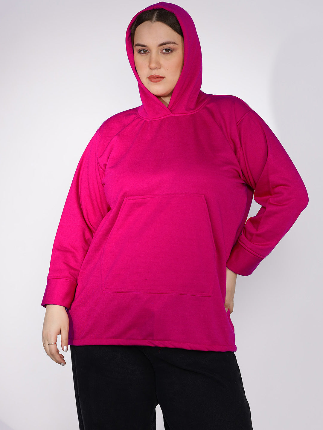 Magenta Fleece Hoodie - Solid