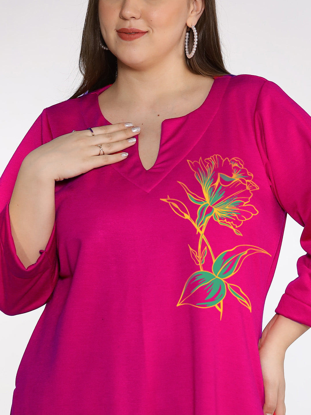 Magenta Fleece LongKurta - CamelliaBlush