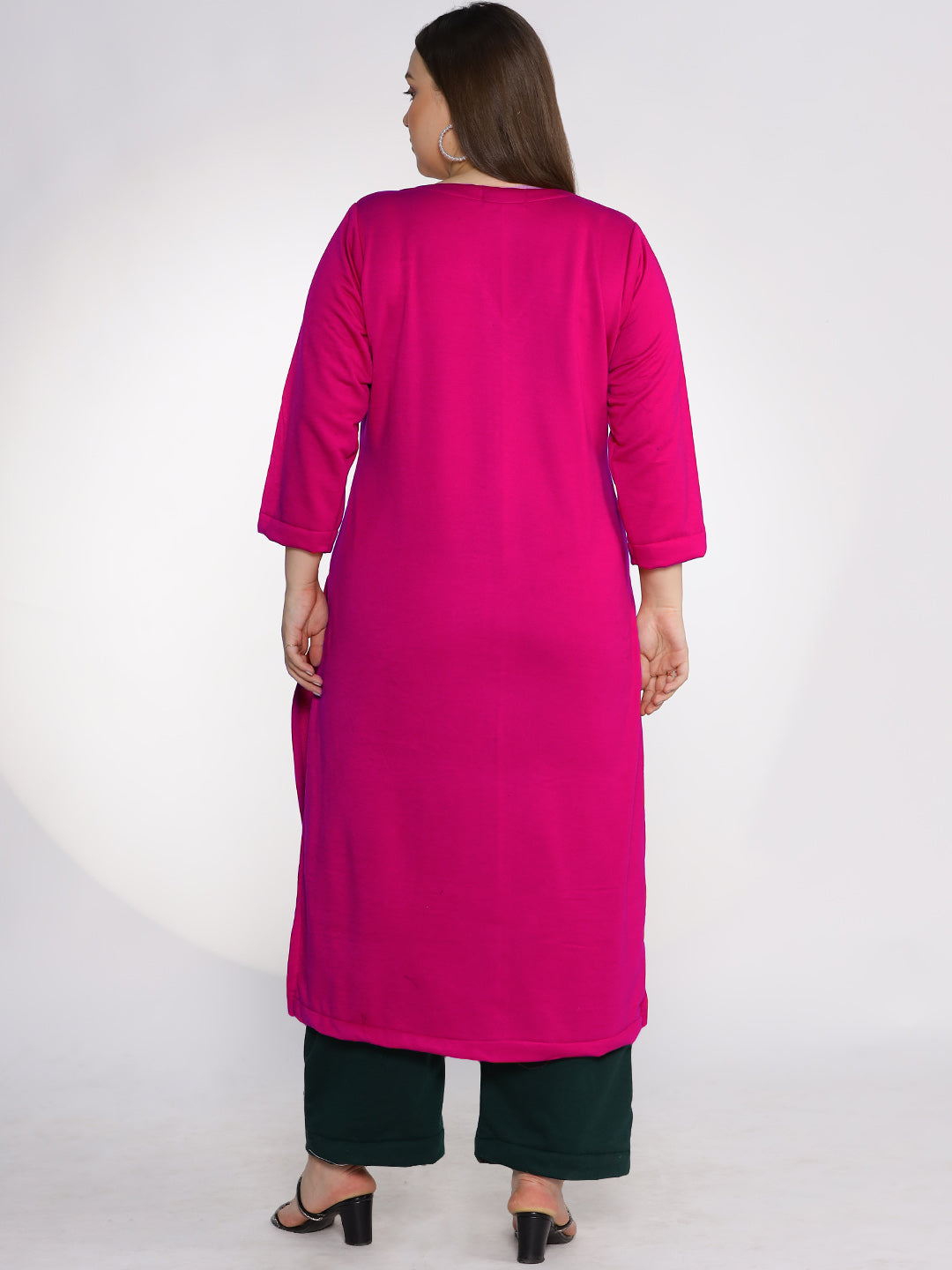 Magenta Fleece LongKurta - Solid