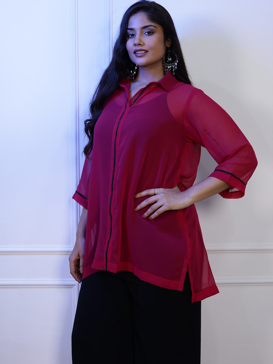 Magenta Georgette ShirtTop