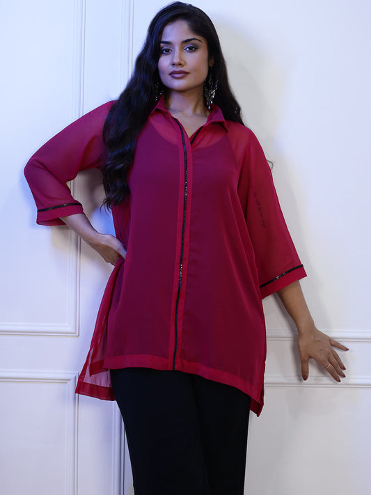 Magenta Georgette ShirtTop