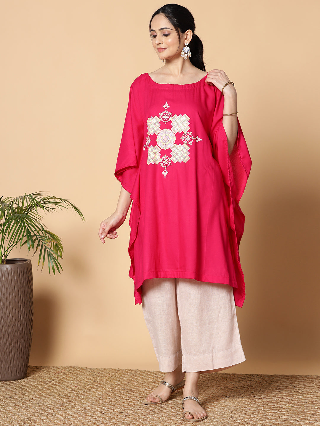 Magenta Kaftan Kurta - Quad