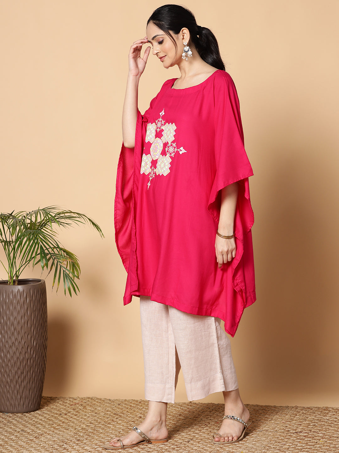 Magenta Kaftan Kurta - Quad