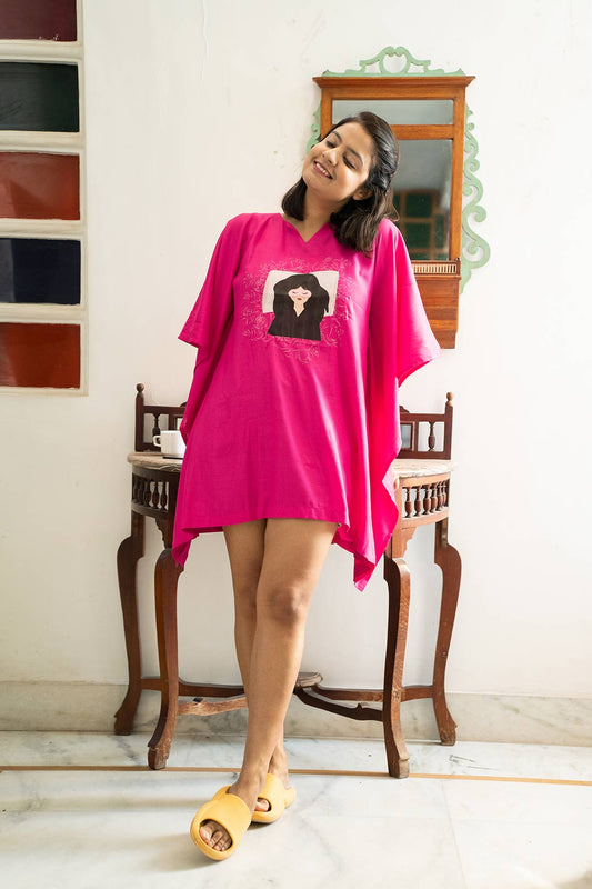 Magenta Kaftan Nightdress - BeautyQueen