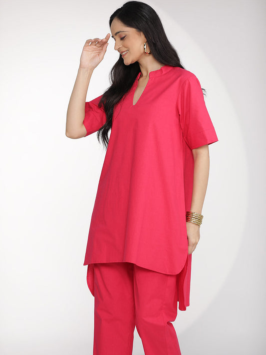 Magenta Poplin HighLowKurti