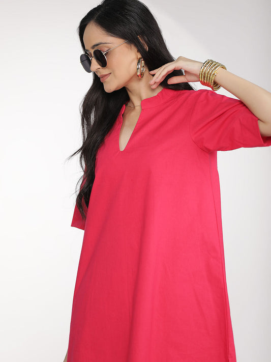 Magenta Poplin HighLowKurti