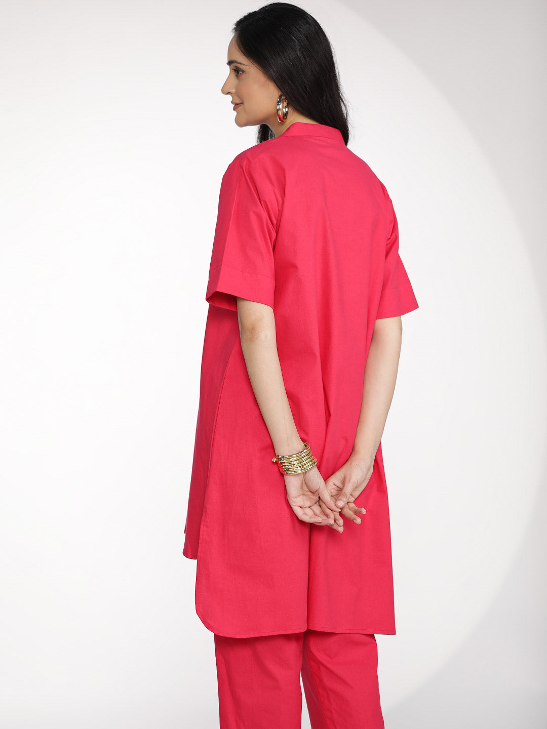 Magenta Poplin HighLowKurti