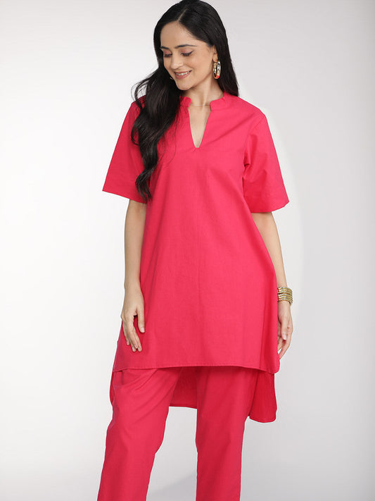 Magenta Poplin HighLowKurti