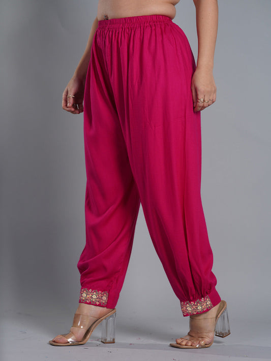 Magenta Rayon Afghani Salwar - Gardina