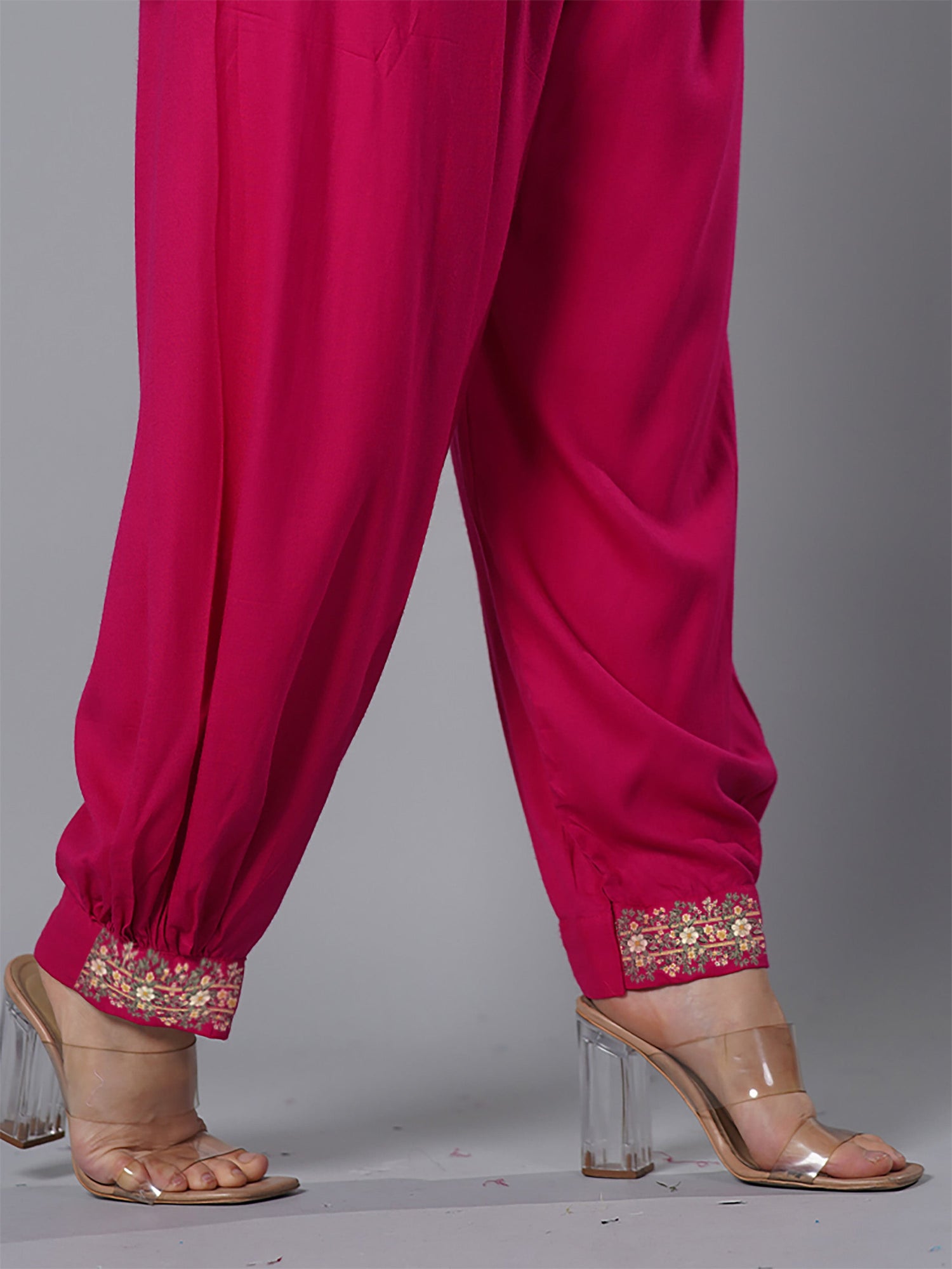 Magenta Rayon Afghani Salwar - Gardina