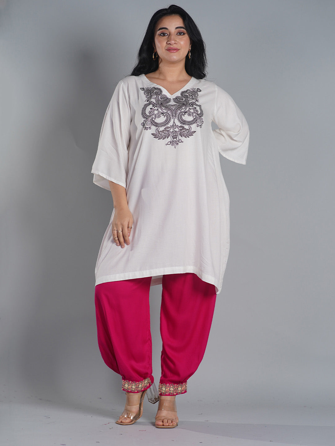 Magenta Rayon Afghani Salwar - Gardina