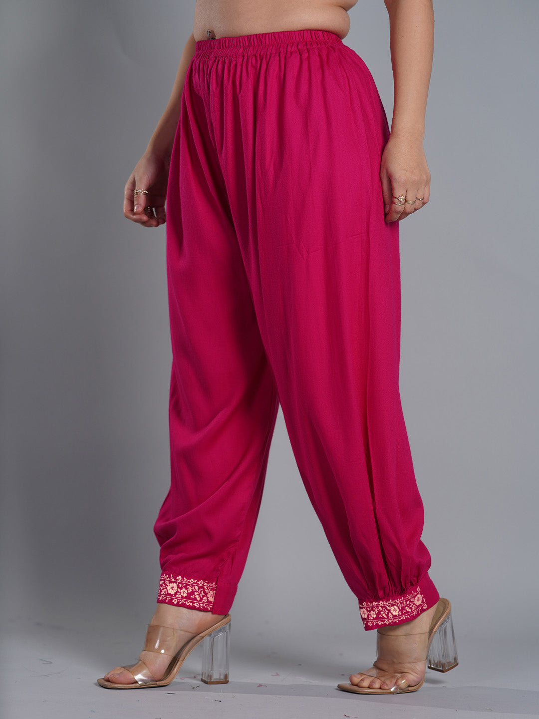 Magenta Rayon Afghani Salwar - Sprig