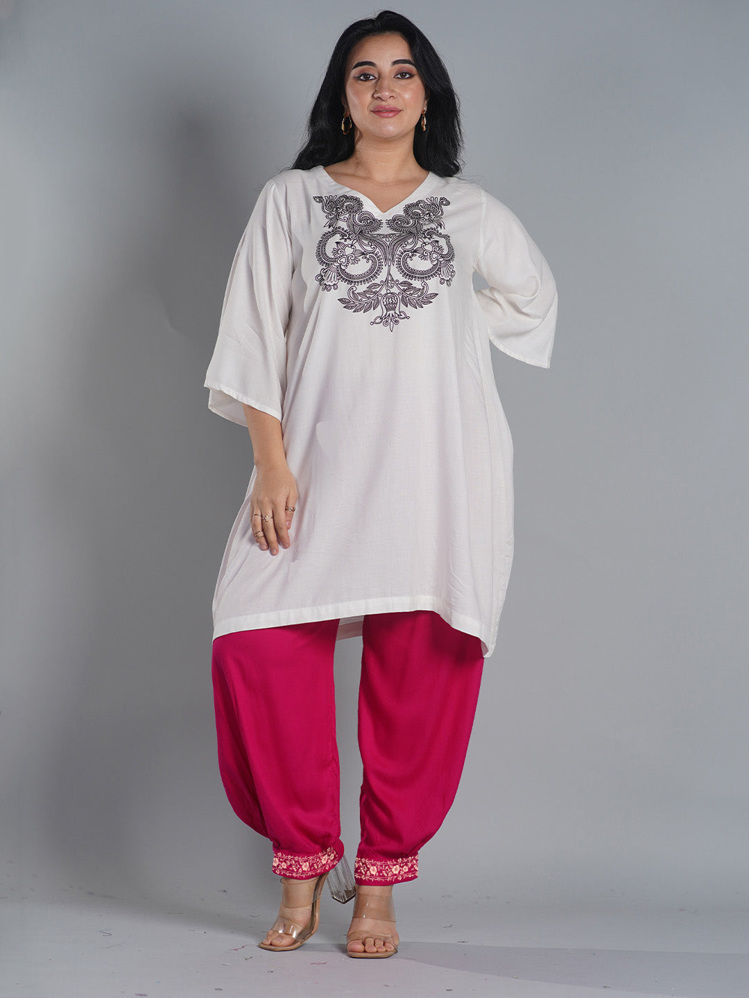 Magenta Rayon Afghani Salwar - Sprig