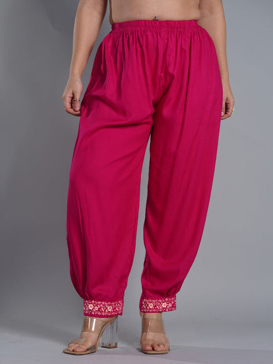 Magenta Rayon Afghani Salwar - Sprig