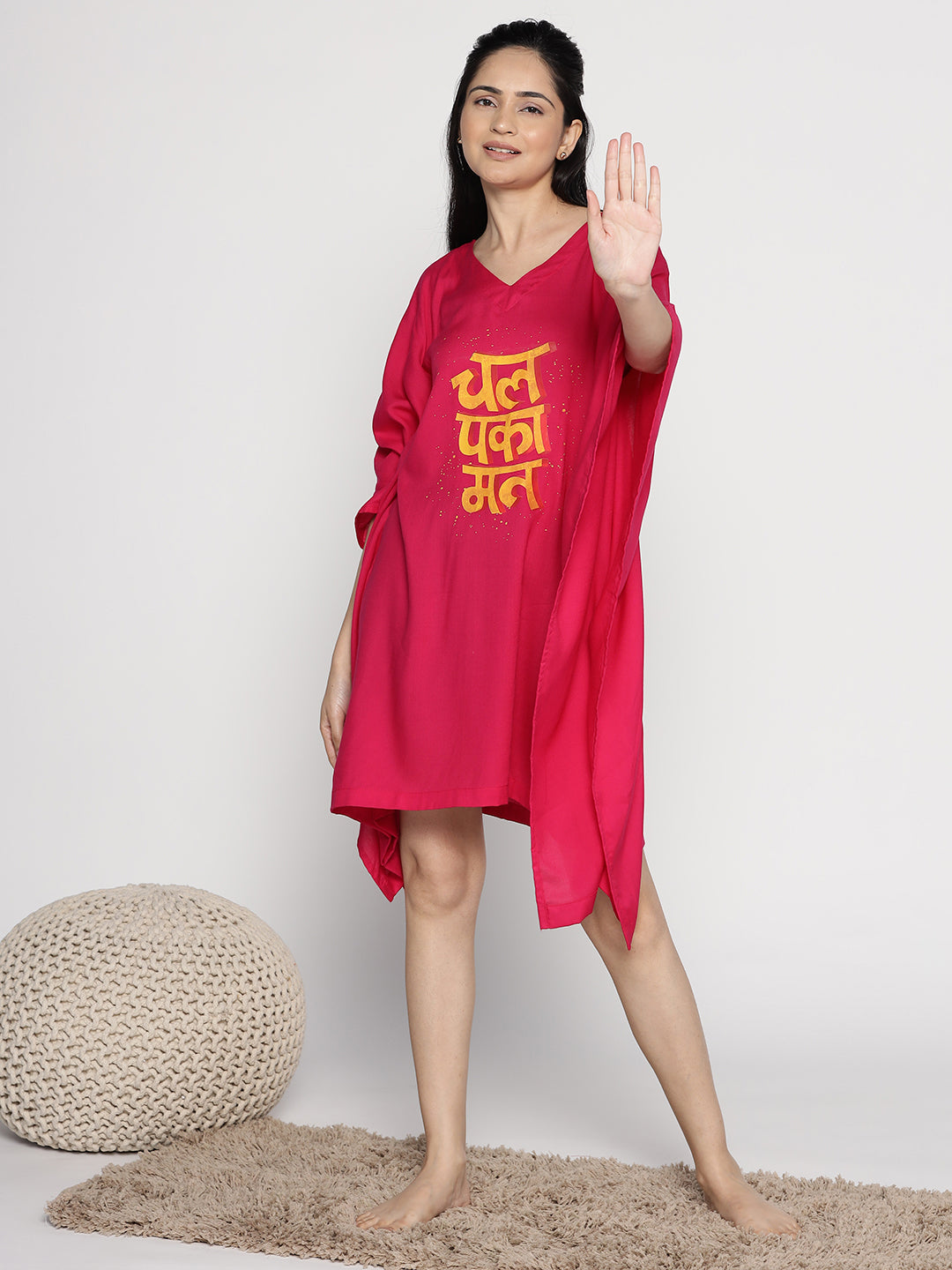 Magenta Rayon Kaftan - Paka mat yaar