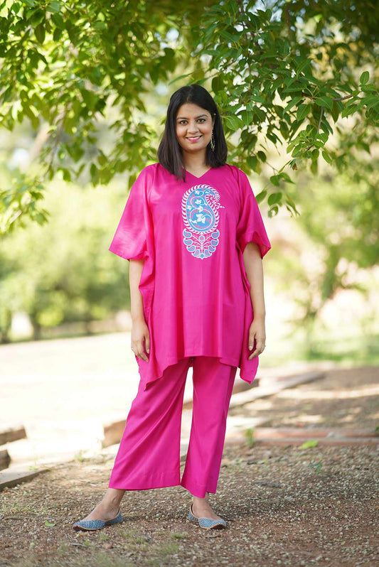 Magenta Rayon Kurti & Palazzo - Amina