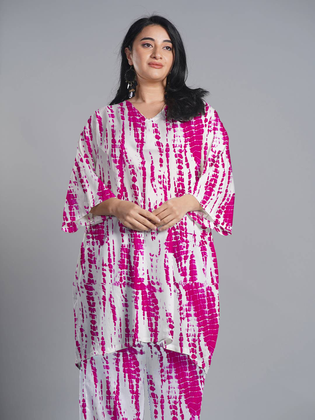 Magenta Rayon Shibori Kurti