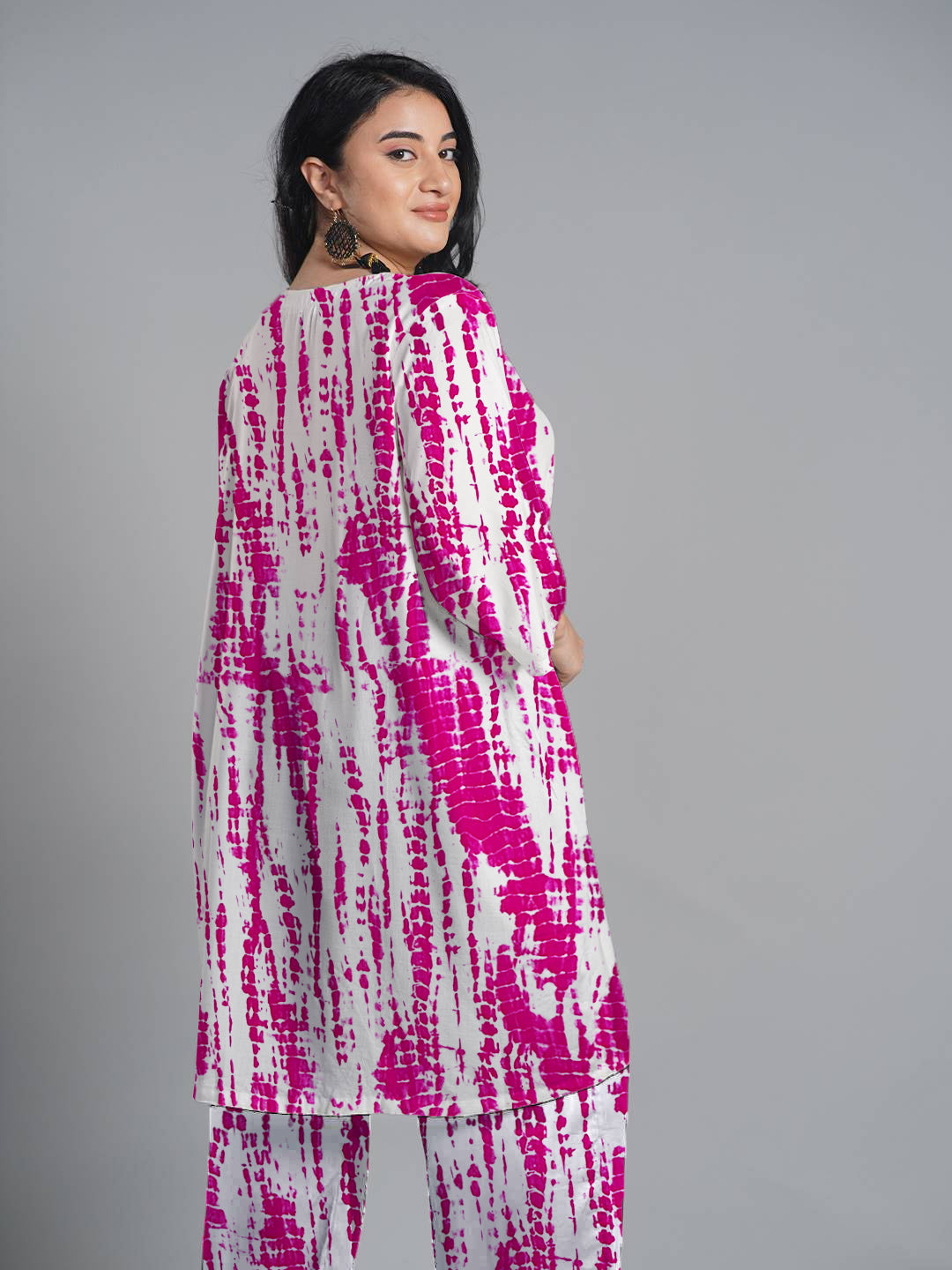 Magenta Rayon Shibori Kurti