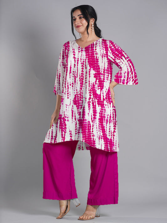 Magenta Rayon Shibori Kurti