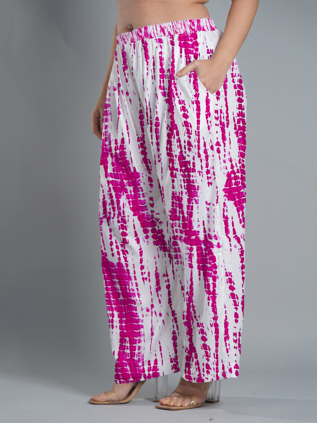 Magenta Rayon Shibori Palazzo