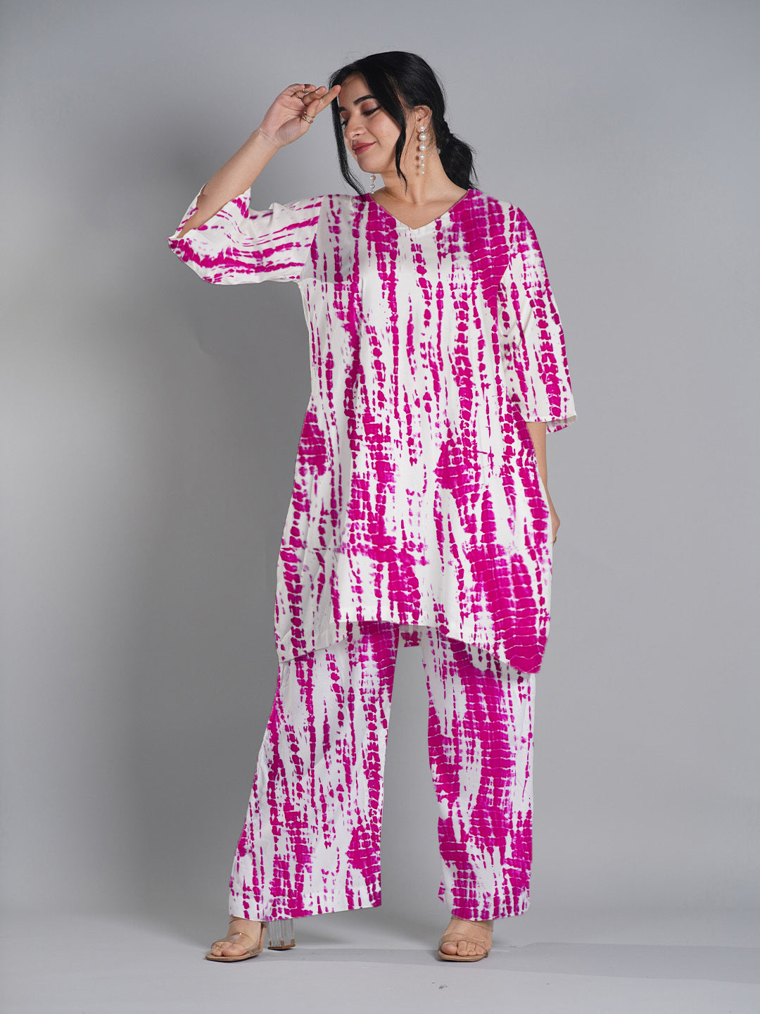 Magenta Rayon Shibori Palazzo