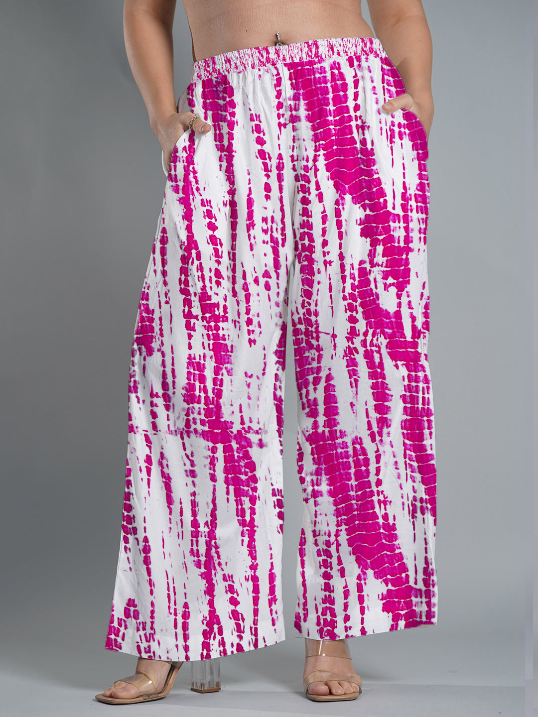 Magenta Rayon Shibori Palazzo