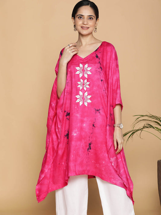 Magenta Rayon TieDyeKurta - MagentaMagic