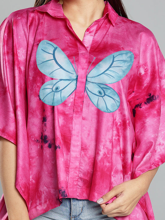 Magenta Rayon TieDyeTop - Etherea