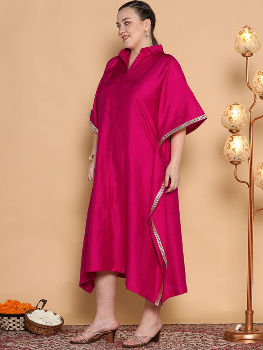 Magenta Silk Shirt Kaftan