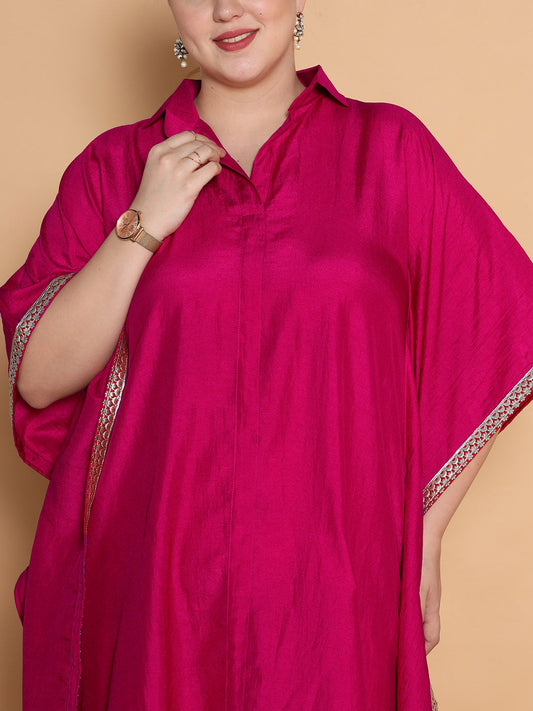 Magenta Silk Shirt Kaftan