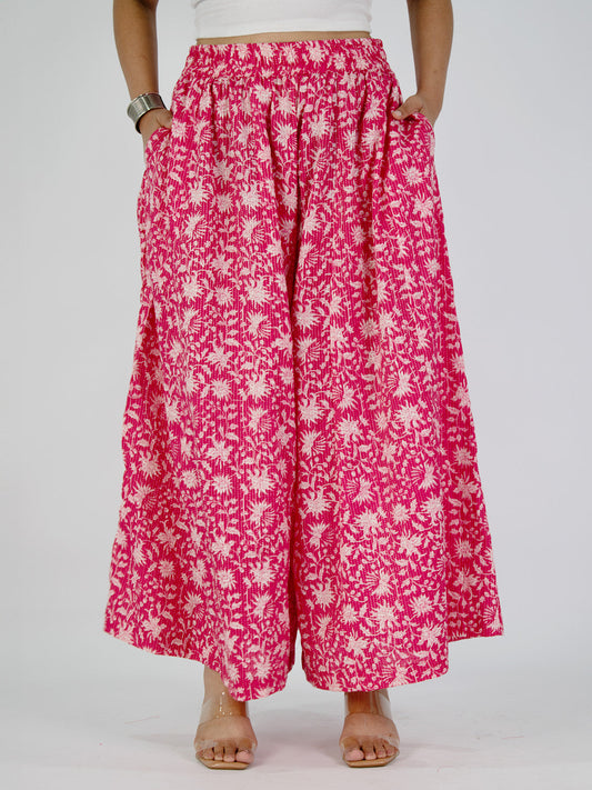 Printed Cotton Flared Palazzo - Roshni