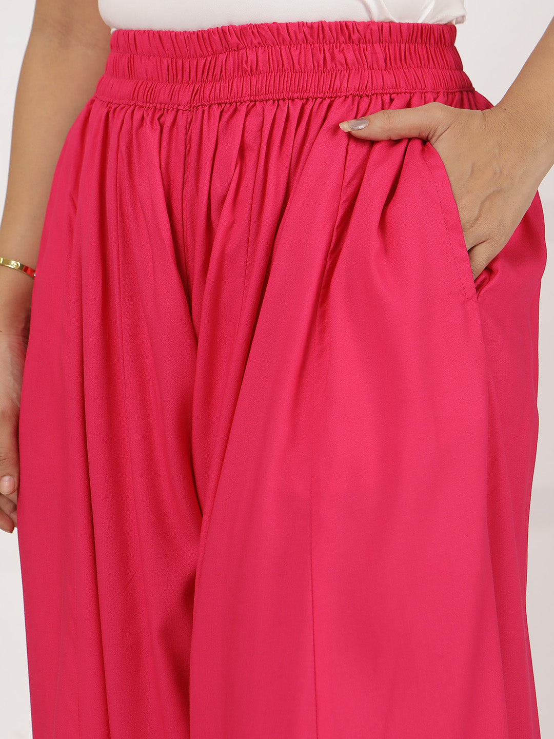 Magenta Rayon Flared Palazzo