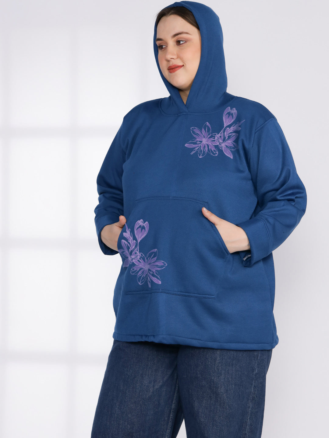 MarineBlue Fleece Hoodie - LavenderDream