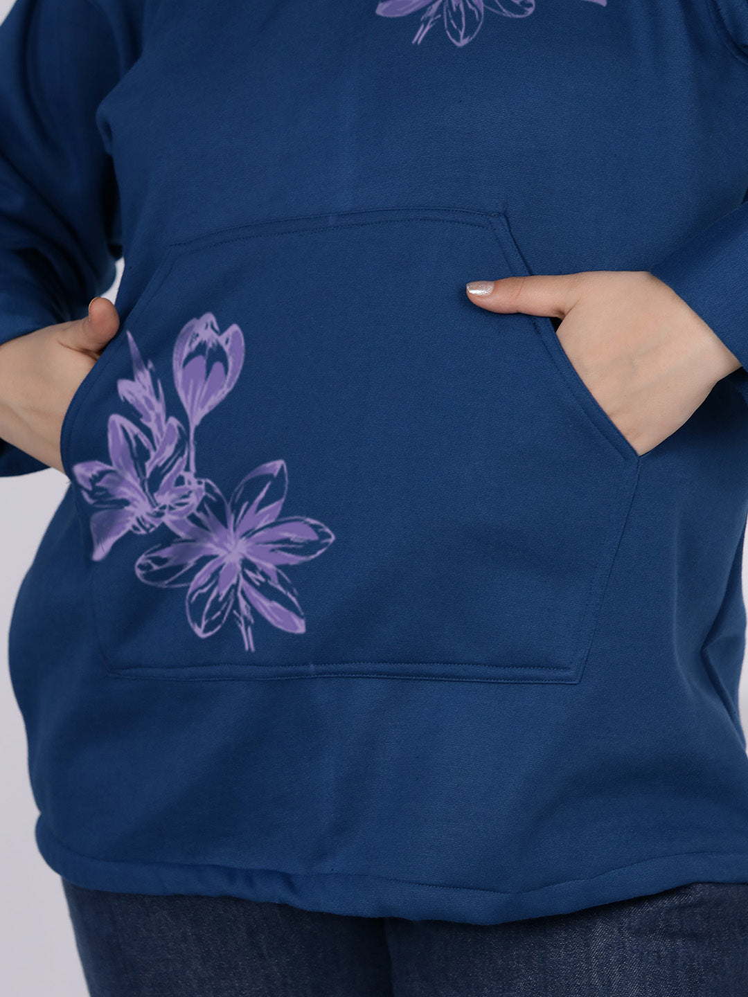 MarineBlue Fleece Hoodie - LavenderDream