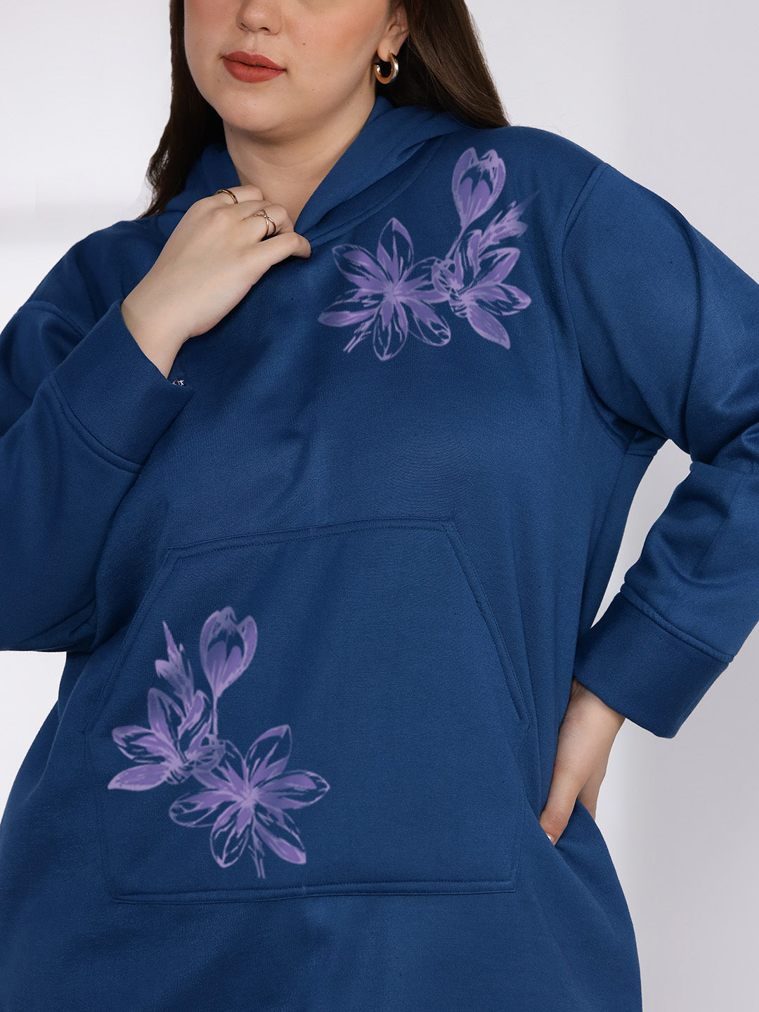 MarineBlue Fleece Hoodie - LavenderDream