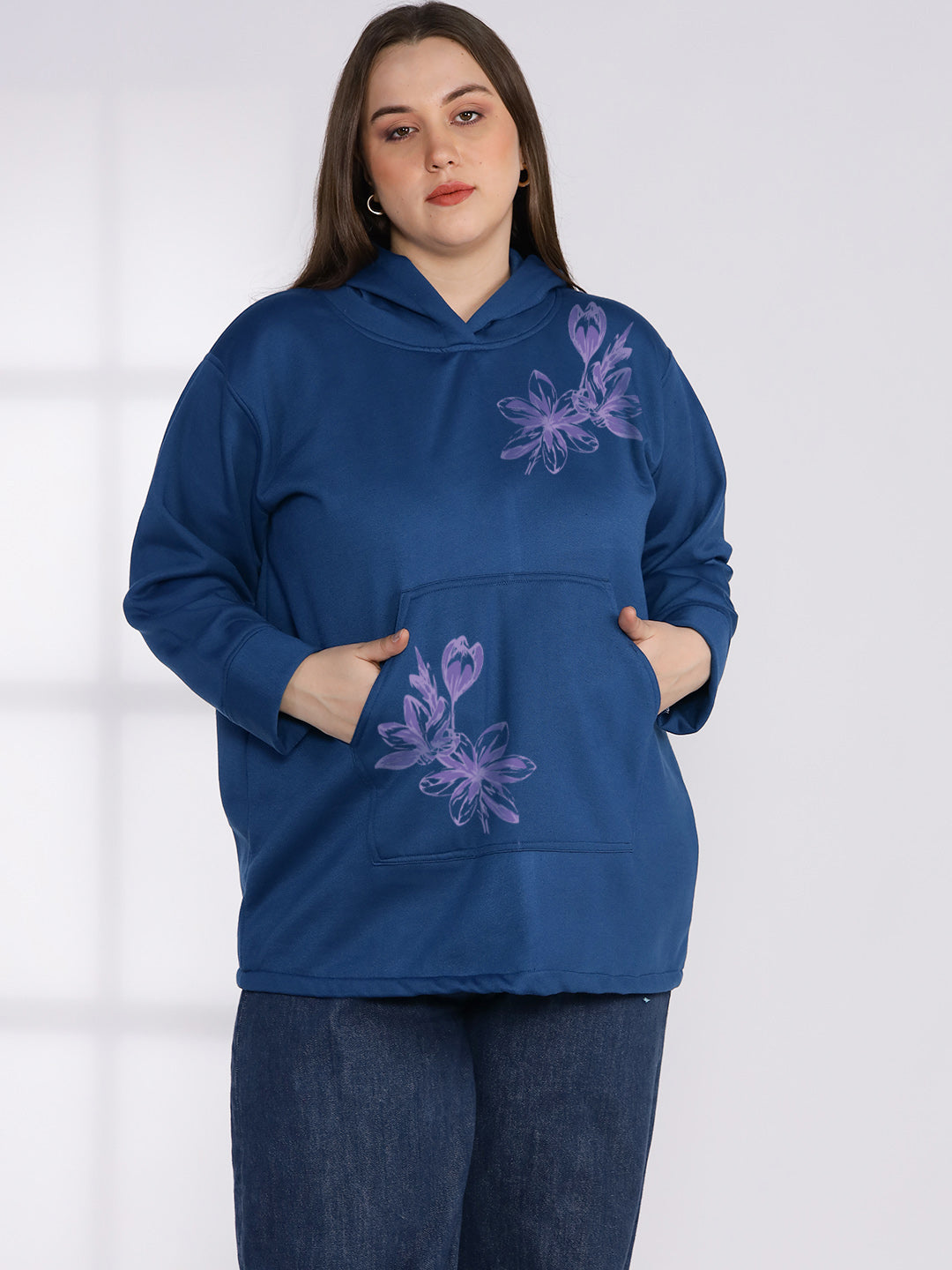 MarineBlue Fleece Hoodie - LavenderDream