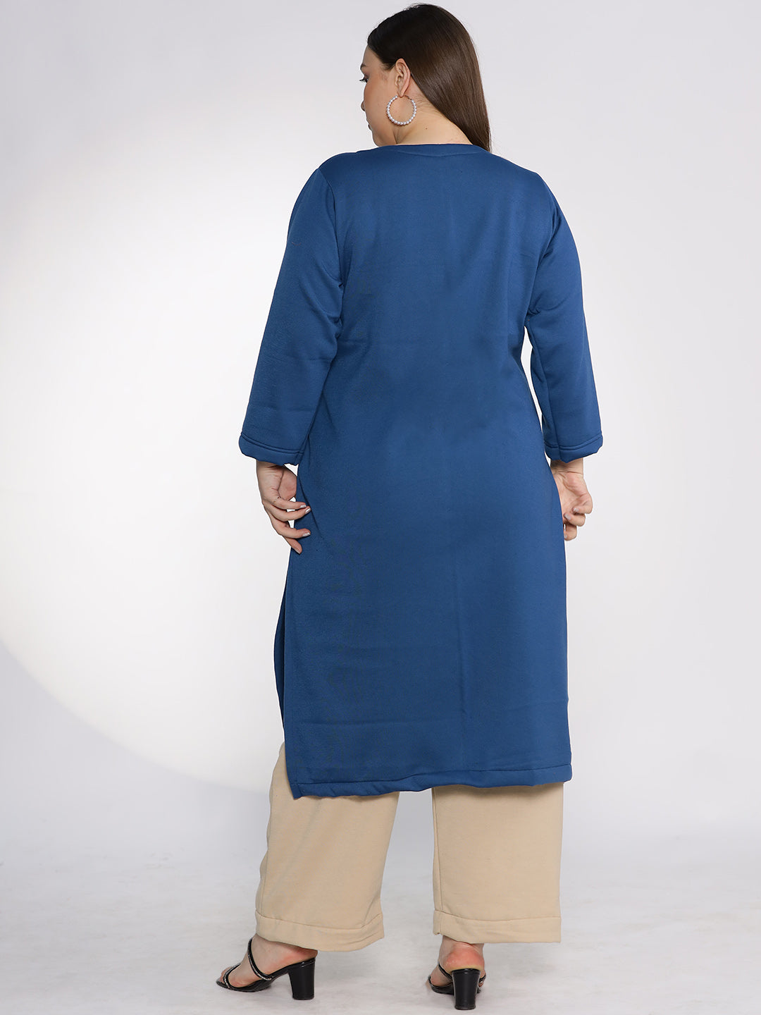 MarineBlue Fleece LongKurta - DaffodilGlow