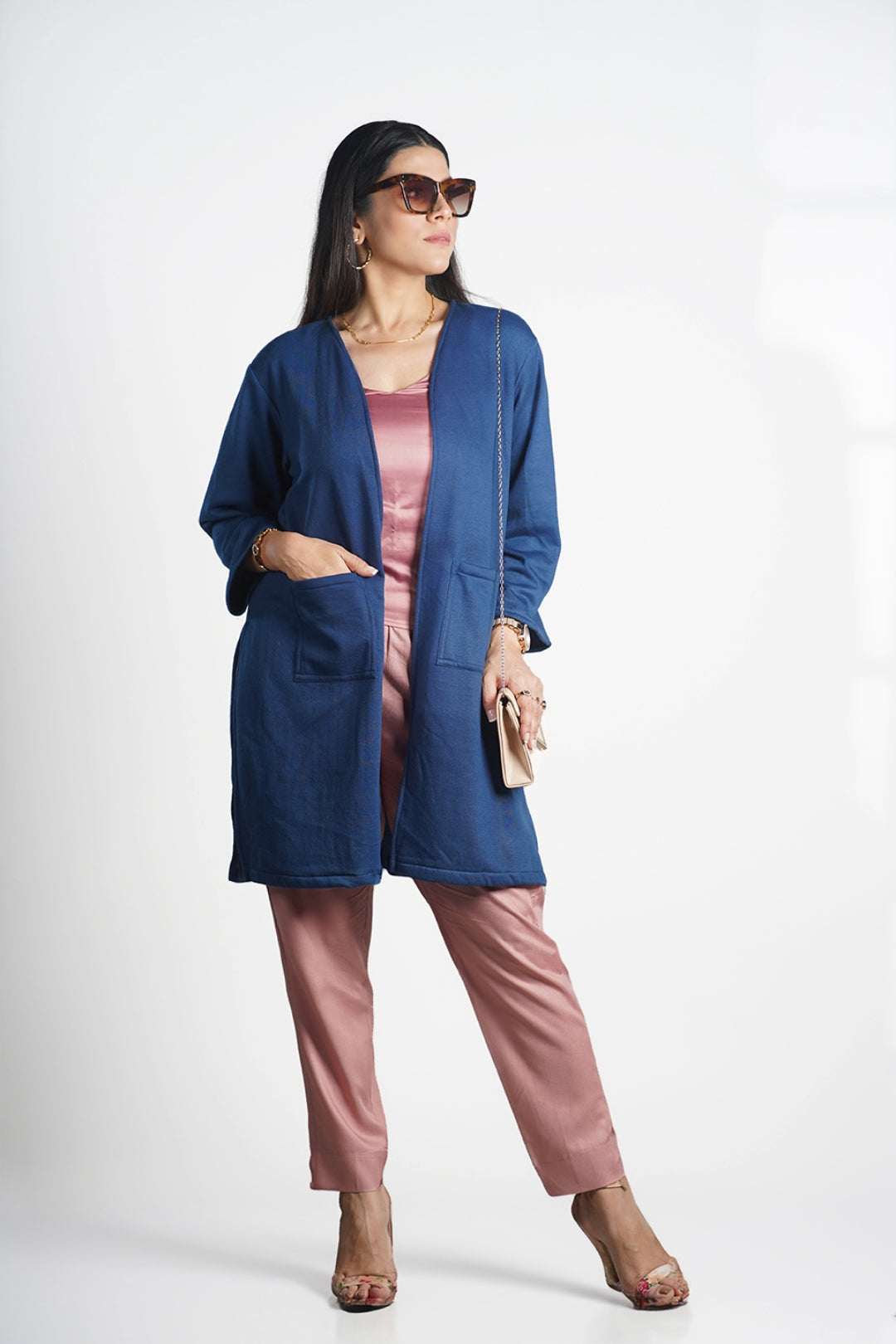 Marineblue Longline Shrug - Solid