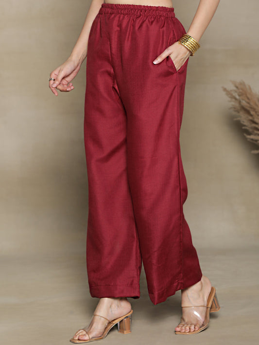 Maroon CottonSlub Palazzo