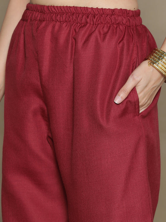 Maroon CottonSlub Palazzo