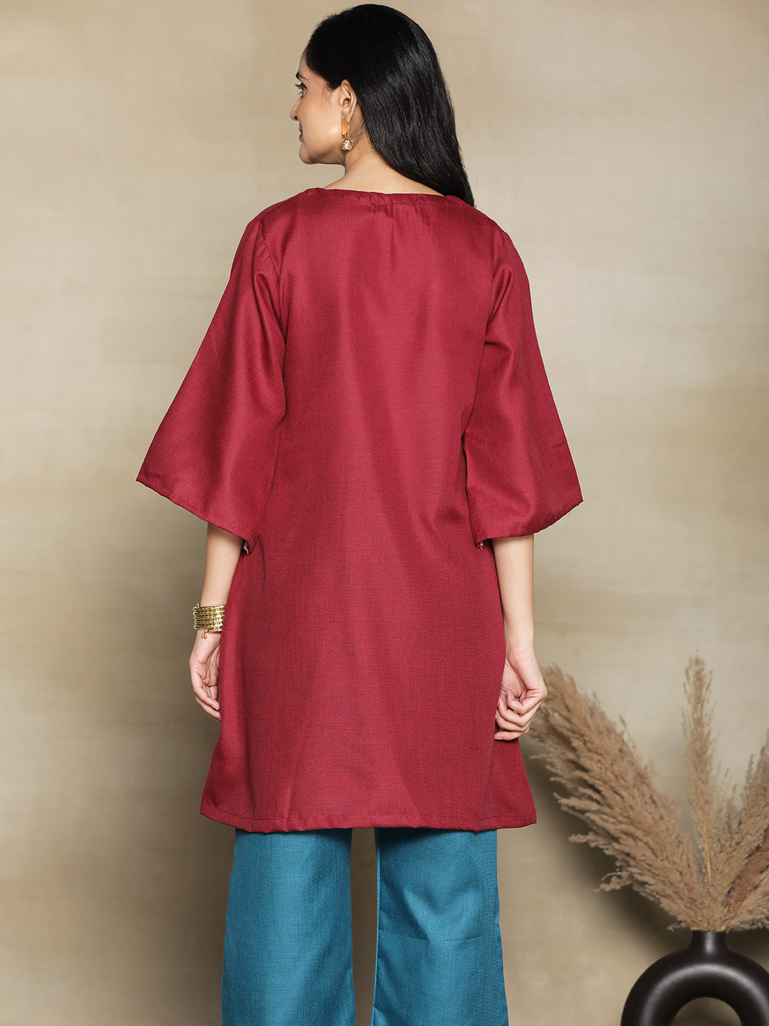 Maroon CottonSlub ShortKurti