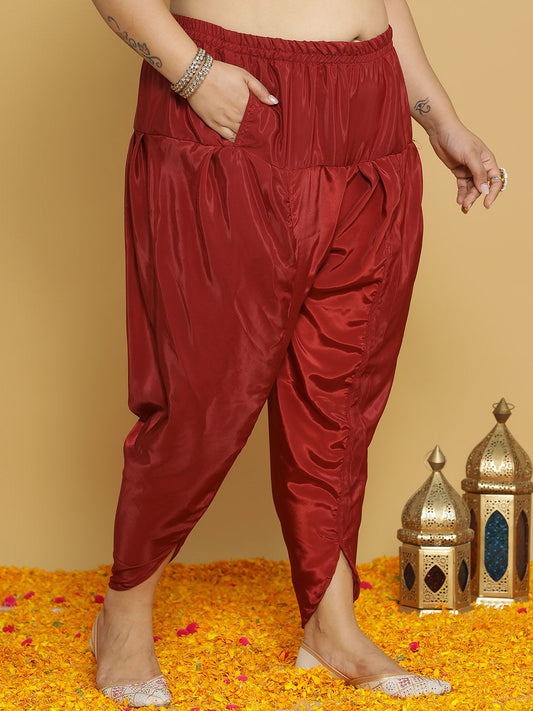 Maroon Crepe Silk Tulip Salwar