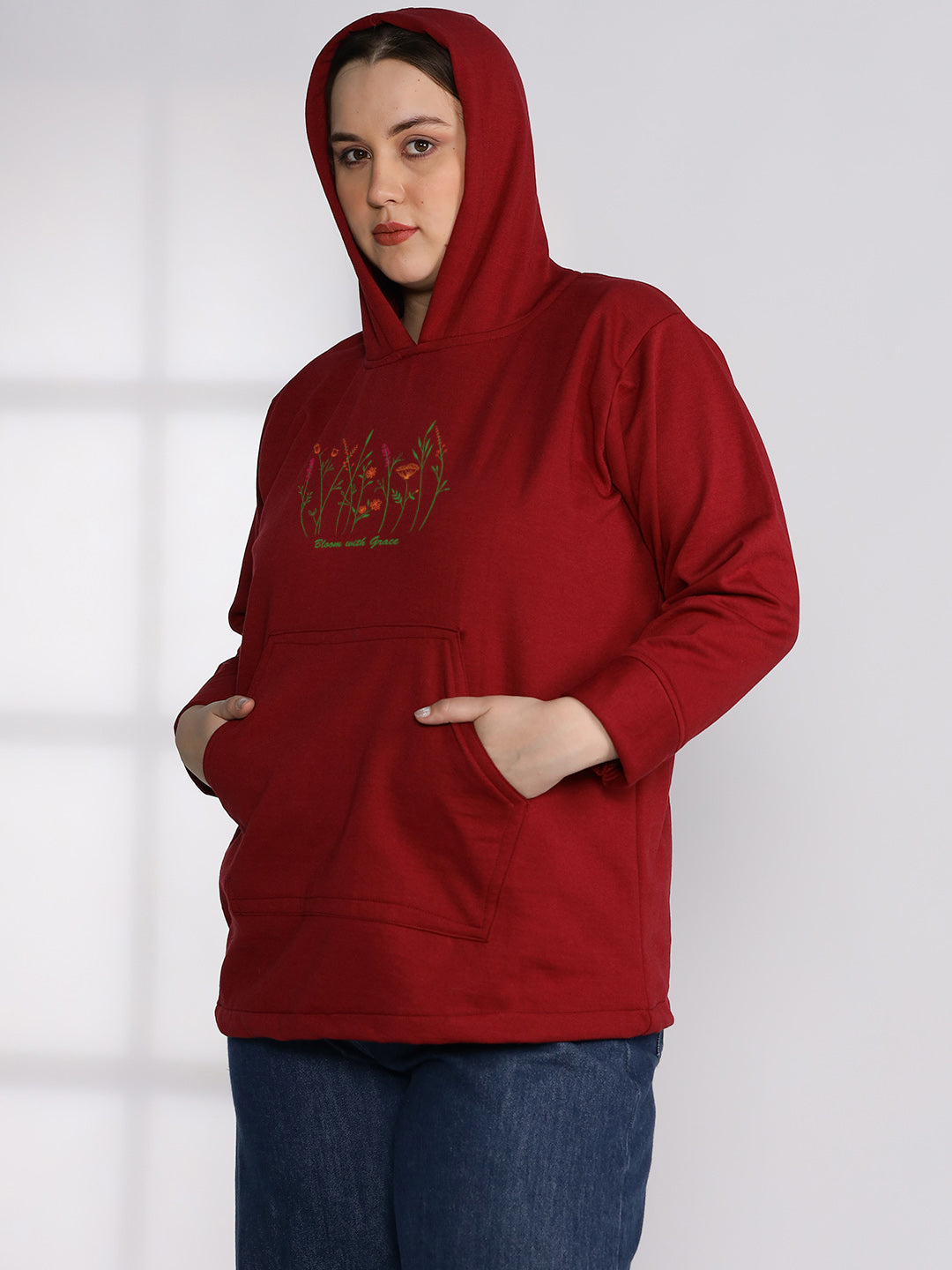 Maroon Fleece Hoodie - BloomGrace