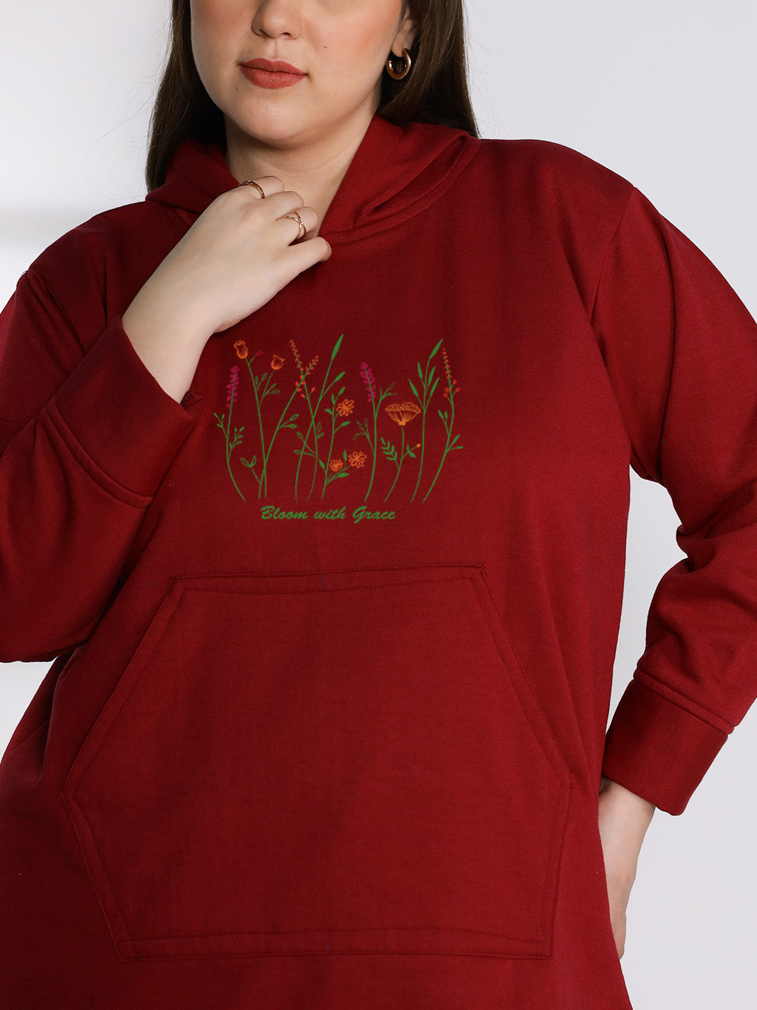 Maroon Fleece Hoodie - BloomGrace